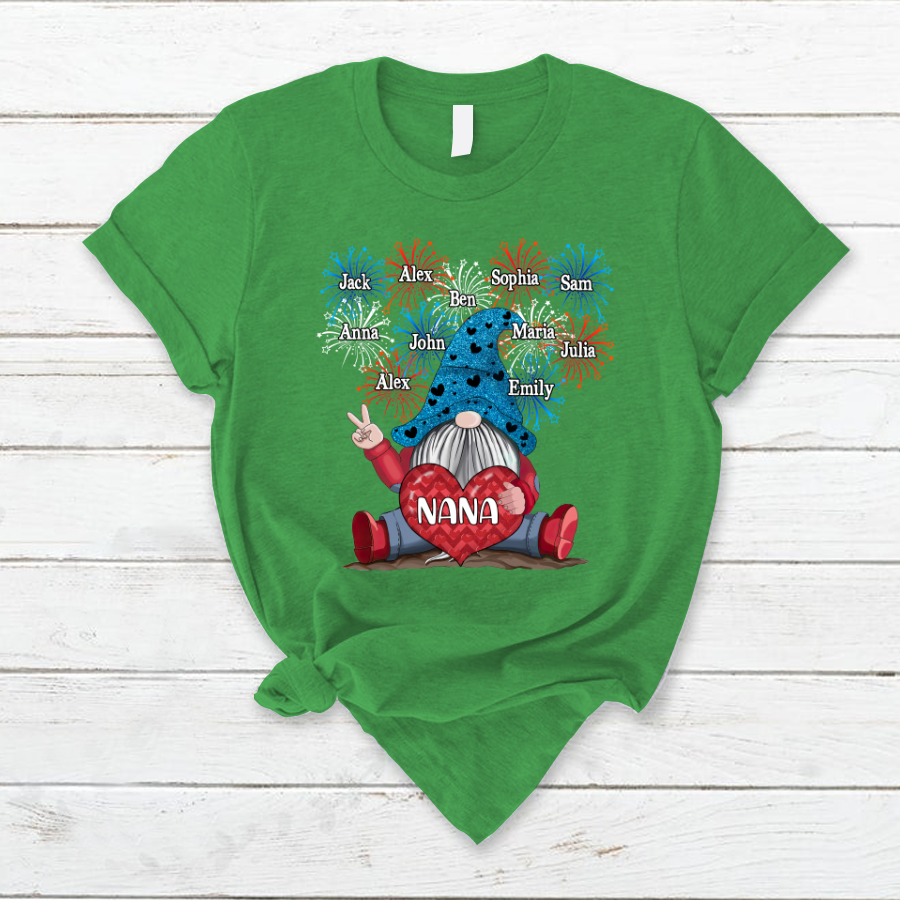 Grandma Nana Gnomes Firework Happy Independence Day T-Shirt