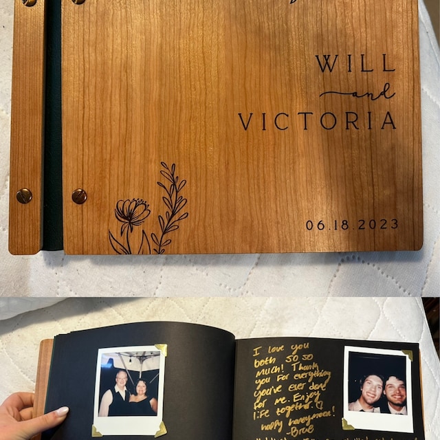 Personalized Wooden Wedding Guest Book for Unique & Love 