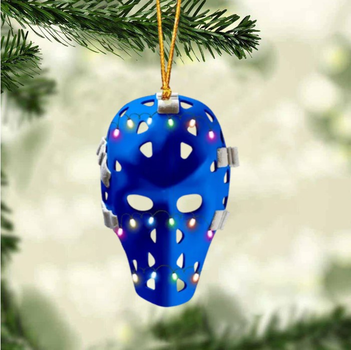 Ice Hockey Helmet With Cage - Personalized Christmas Ornament - Gifts For Ice Hockey Lovers
