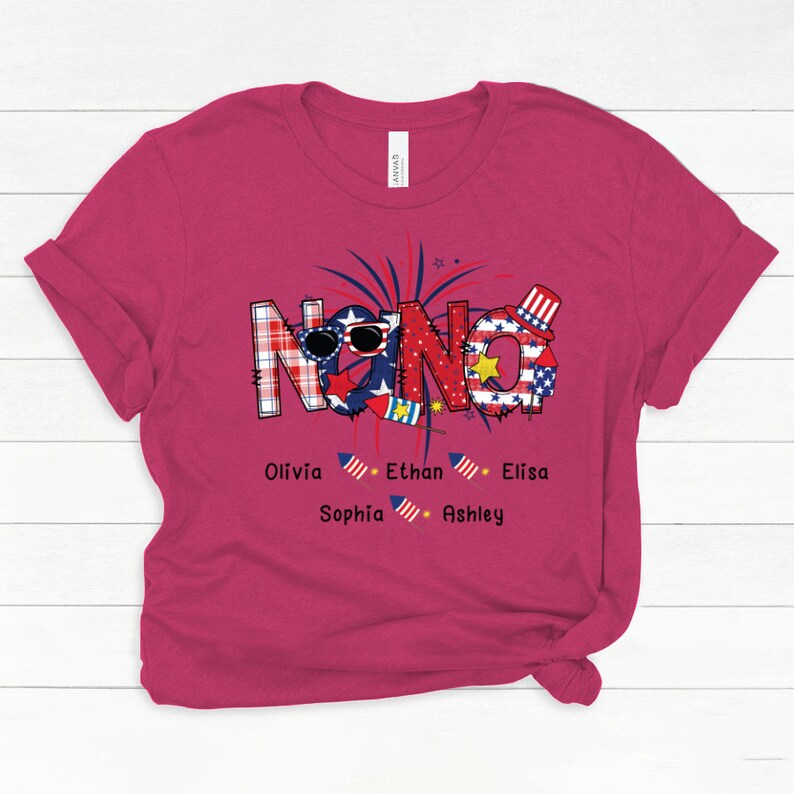 Personalized Grandma Tshirt, Classic Canvas Nana Tshirt, High Quality Grandma Shirt, Mom Shirt Classic Canvas 4th of july Bella Canvas Nana