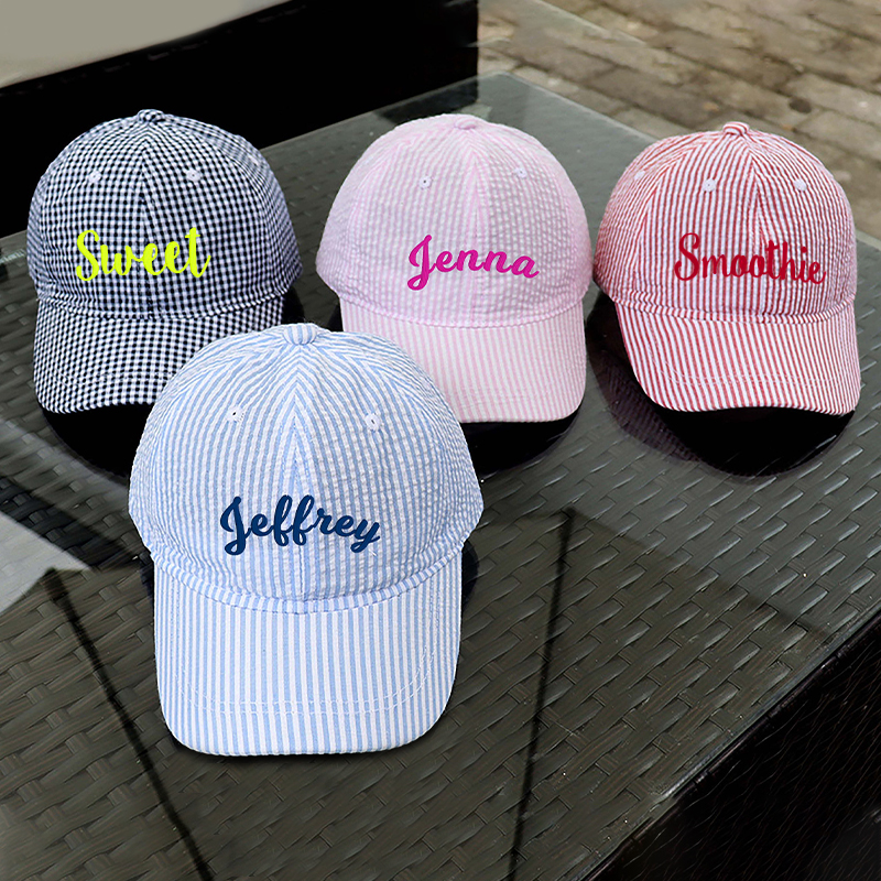 Personalized Embroidery Child Seersucker Hat