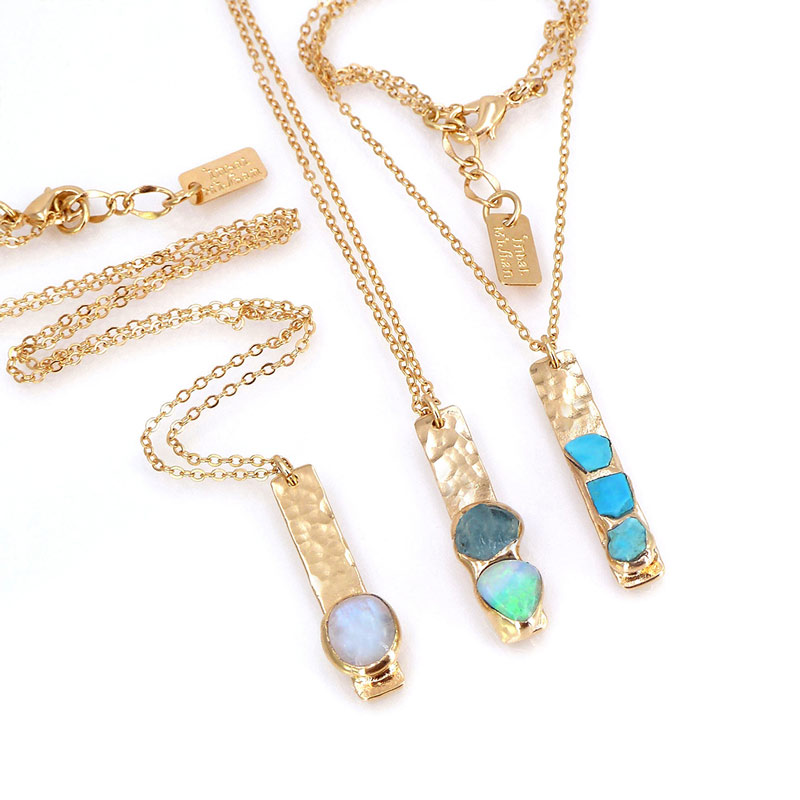 Vertical Custom Birthstone Raw Crystal Necklace