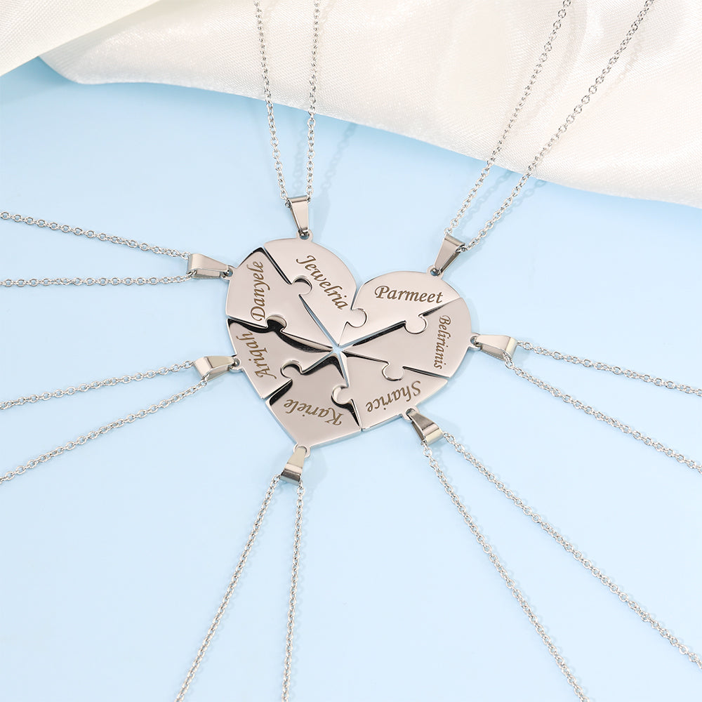 Personalized Heart Puzzle Pieces Necklace or Keychain For Mother's/Father's Day Gift Family/Sibling/BFF Gift 