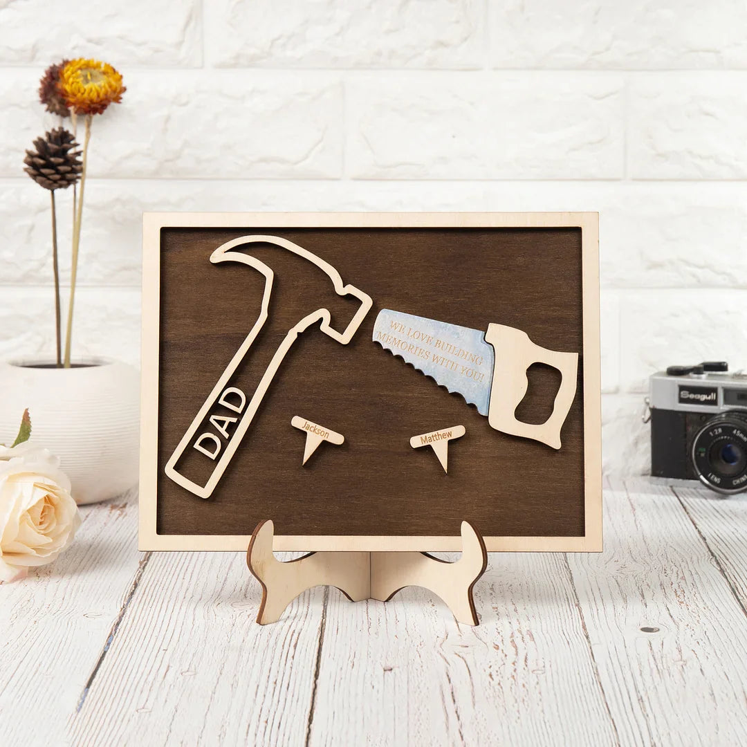 Dad Tool Set Wood Signs Custom 8 Names Father’s Day Construction Dad Sign