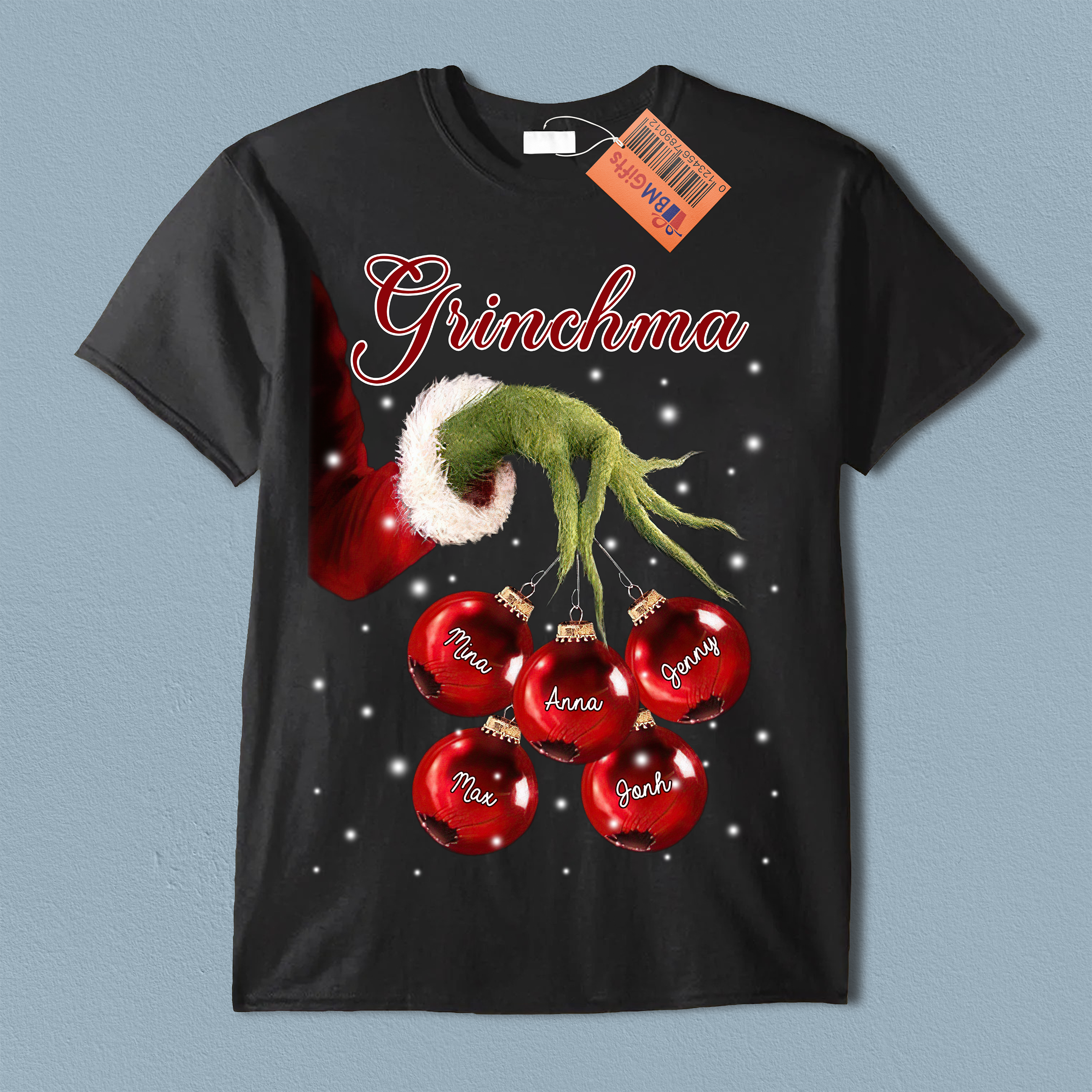 Grandma Christmas Grinch Hand Personalized Shirt, Personalized Gift for Nana, Grandma, Grandmother, Grandparents