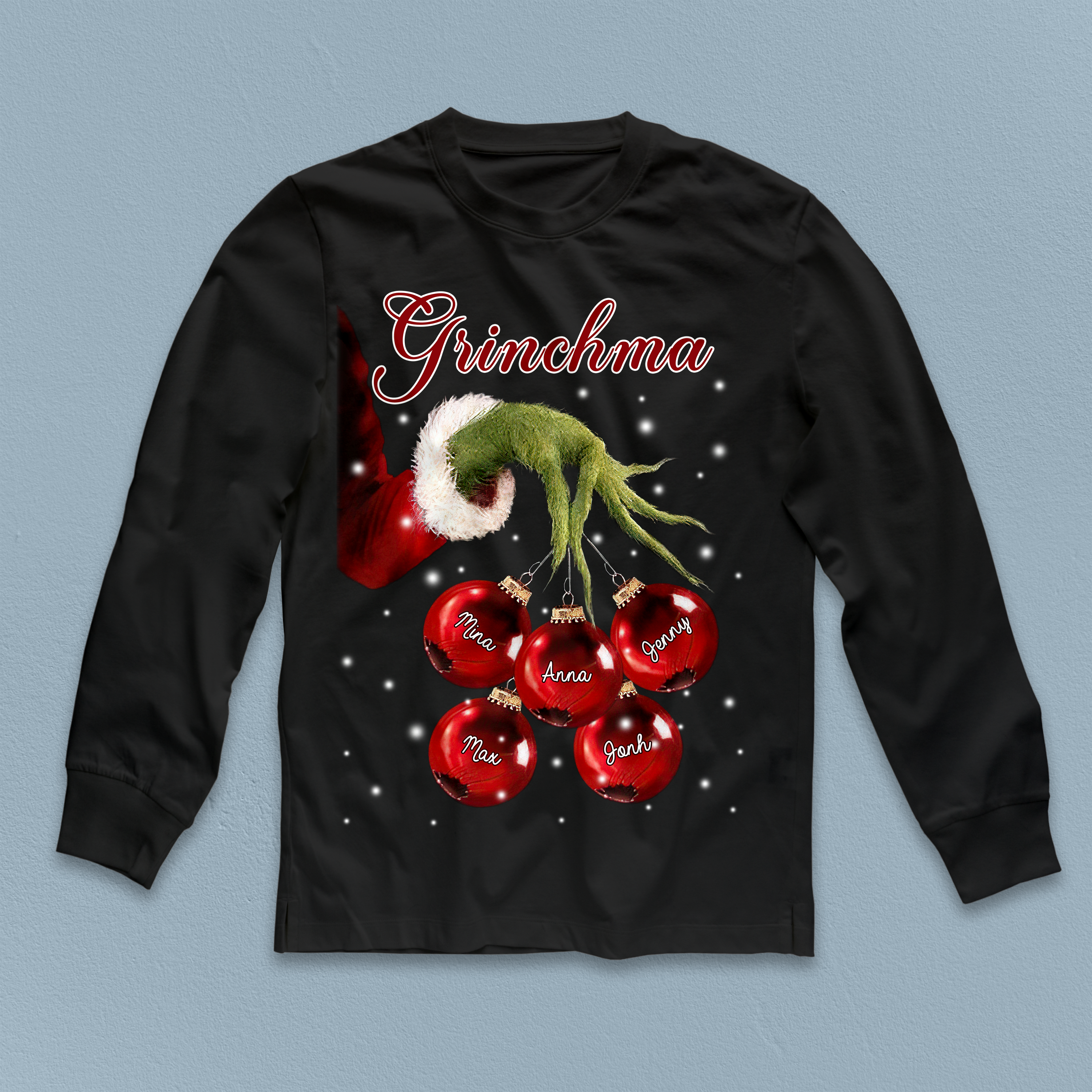 Grandma Christmas Grinch Hand Personalized Shirt, Personalized Gift for Nana, Grandma, Grandmother, Grandparents