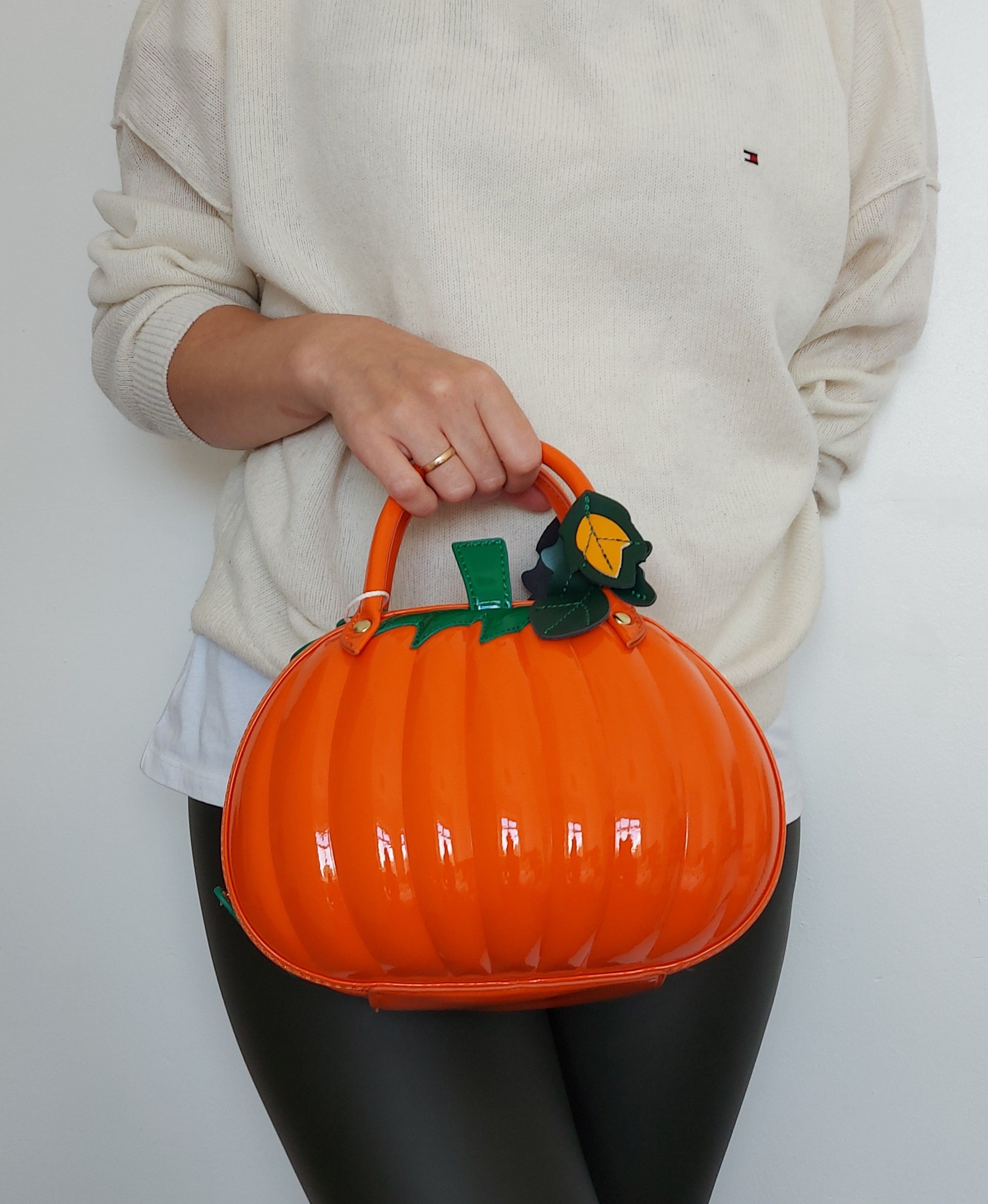 Pumpkin Shaped Crossbody Grab Bag Purse Vegan Friendly