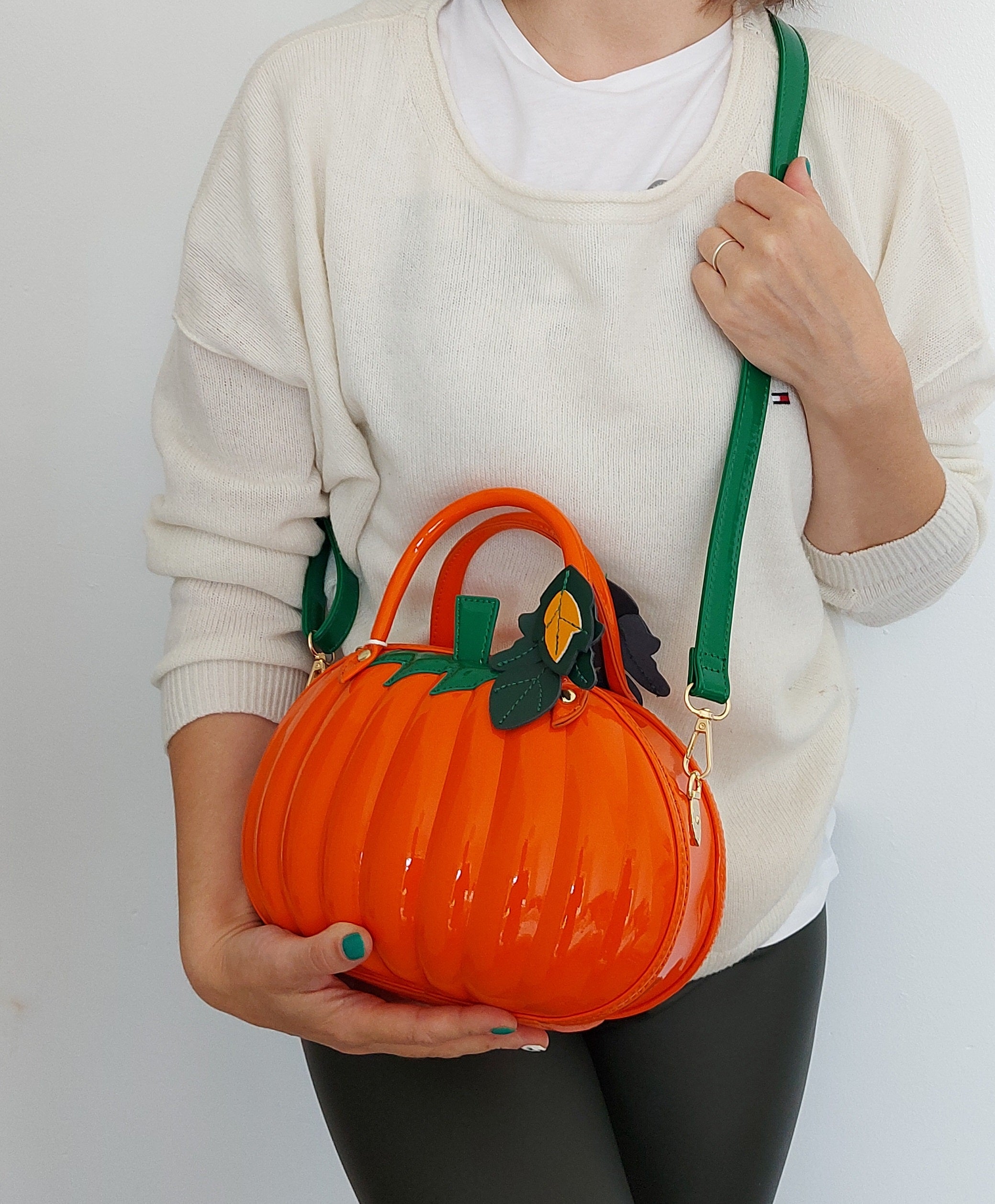 Pumpkin Shaped Crossbody Grab Bag Purse Vegan Friendly
