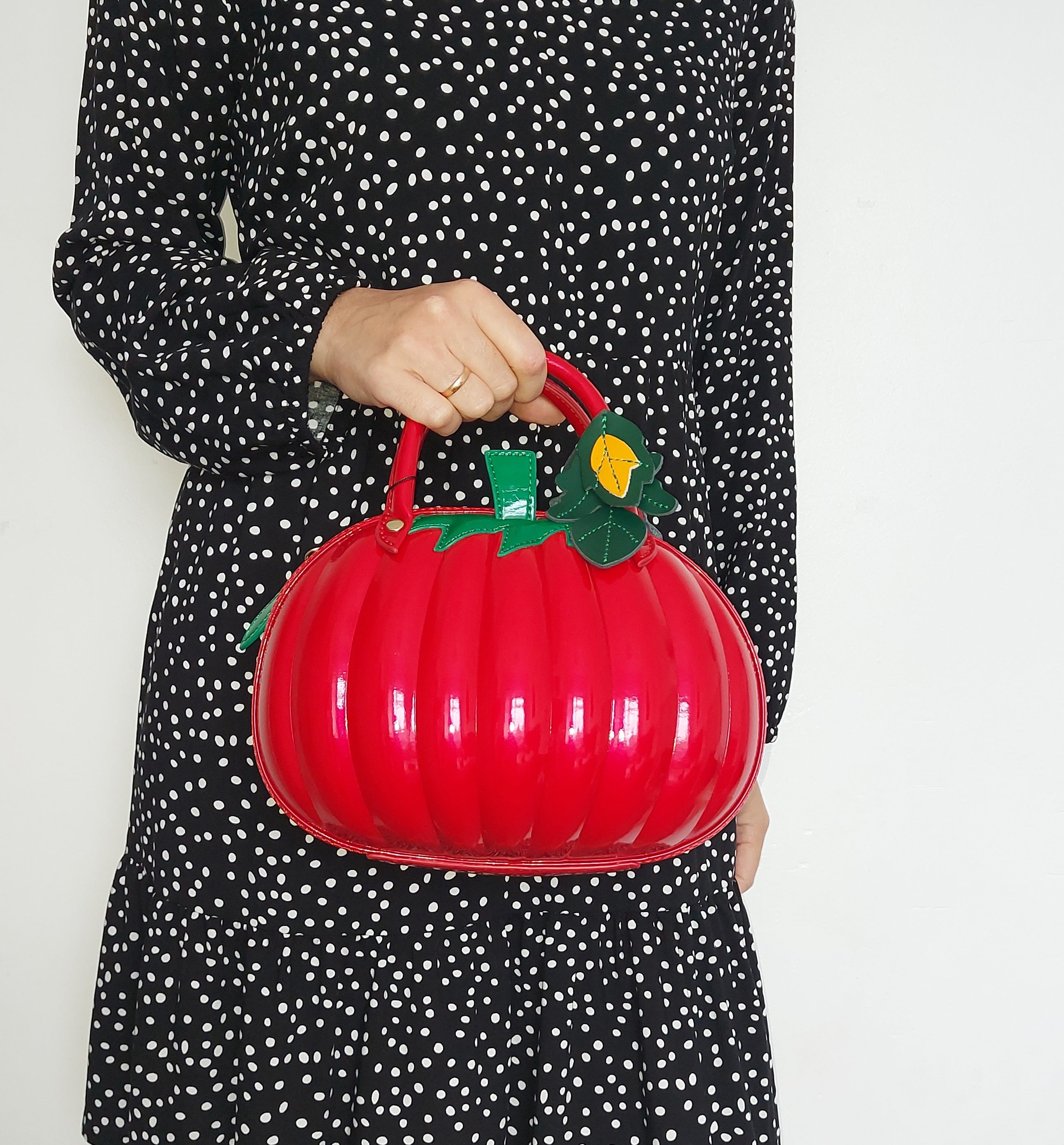 Pumpkin Shaped Crossbody Grab Bag Purse Vegan Friendly
