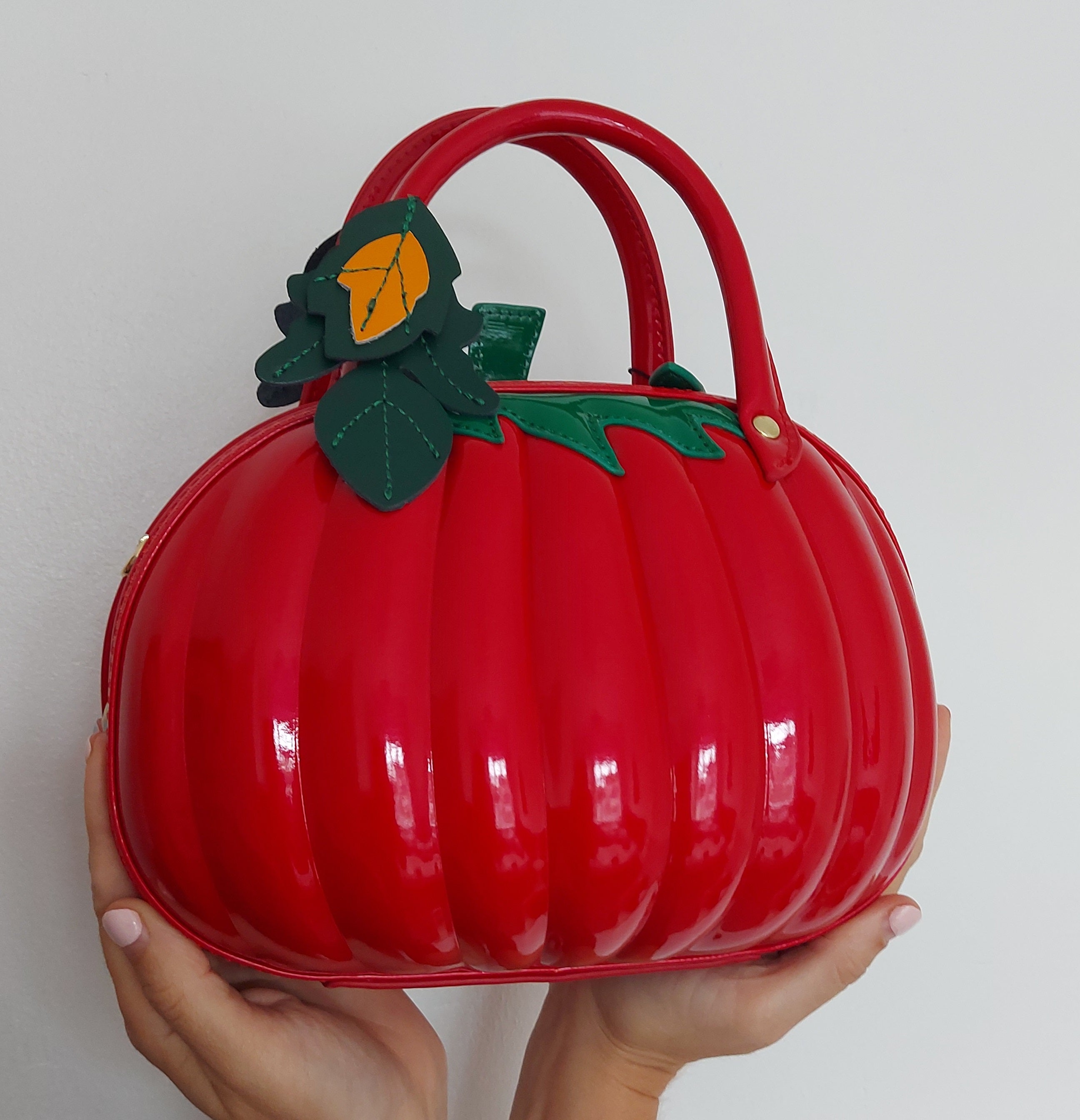 Pumpkin Shaped Crossbody Grab Bag Purse Vegan Friendly