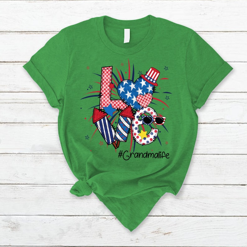 Personalized Grandma Shirt, Custom Mom Name 4th of July Shirt, Patriotic Doodle Grandmalife Custom Tshirt for Grandma, Grandma with kid name