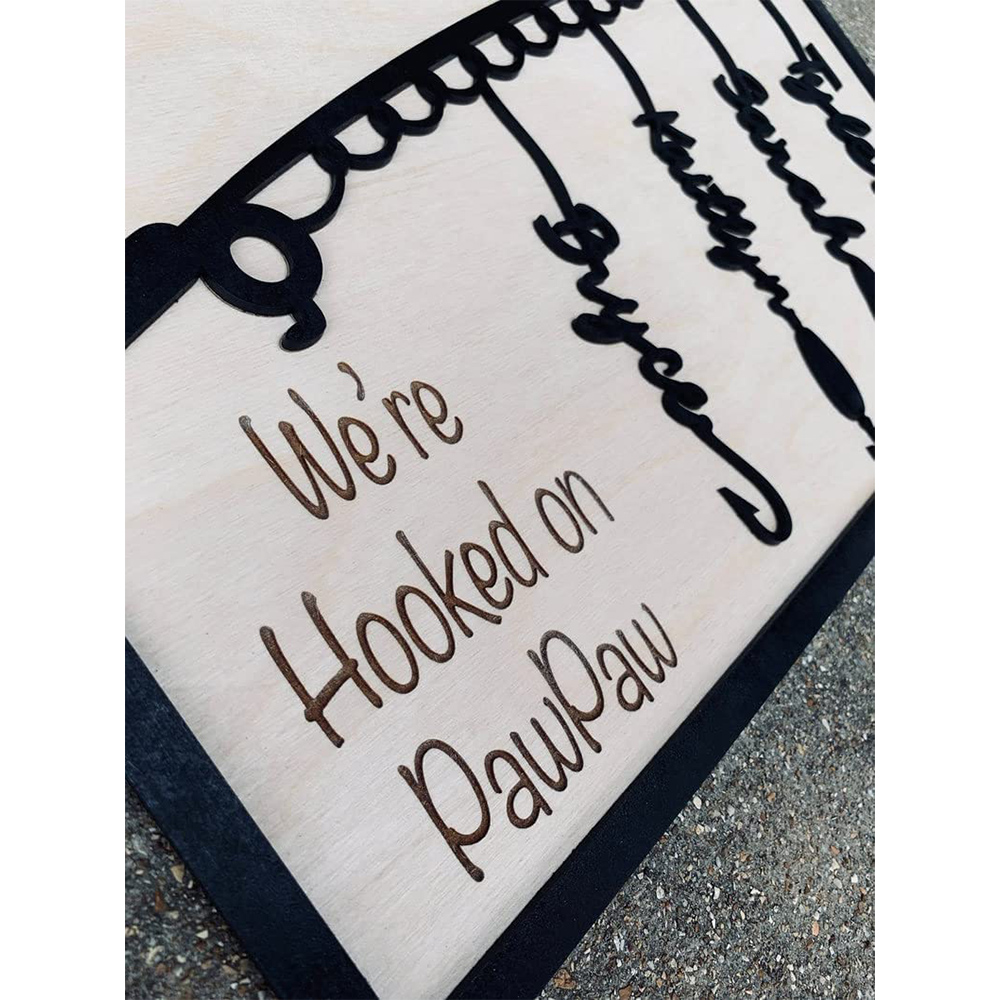 9 Names Personalized Family Frame Wooden Fish Frame 9 Family Members Custom Text Wooden Decor