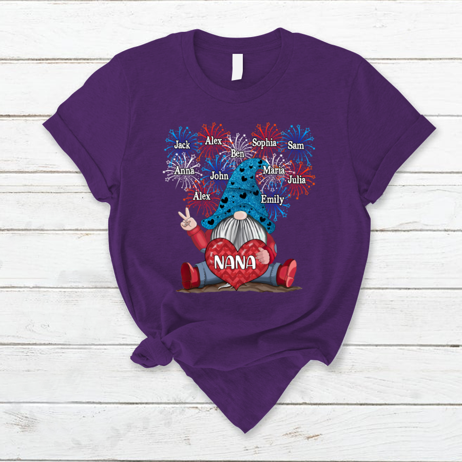 Grandma Nana Gnomes Firework Happy Independence Day T-Shirt