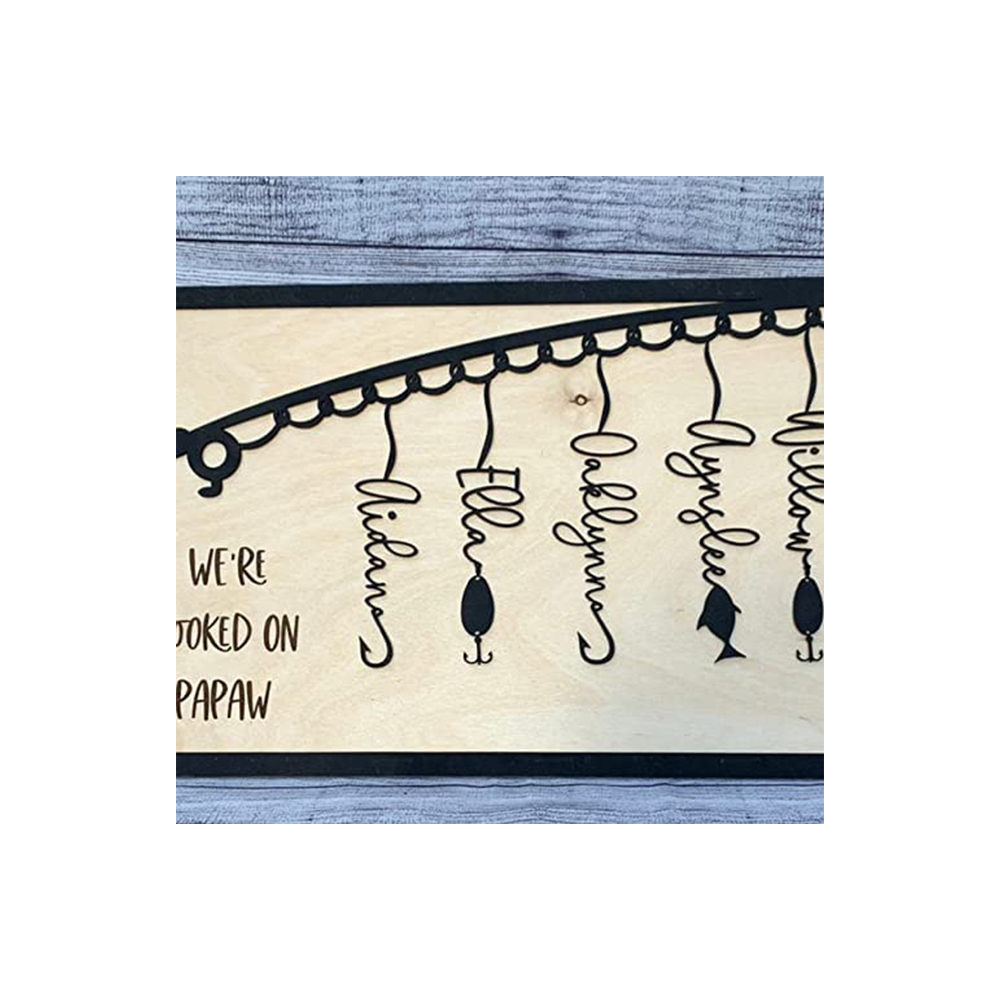 3 Names Personalized Family Frame Wooden Fish Frame 3 Family Members Custom Text Wooden Decor