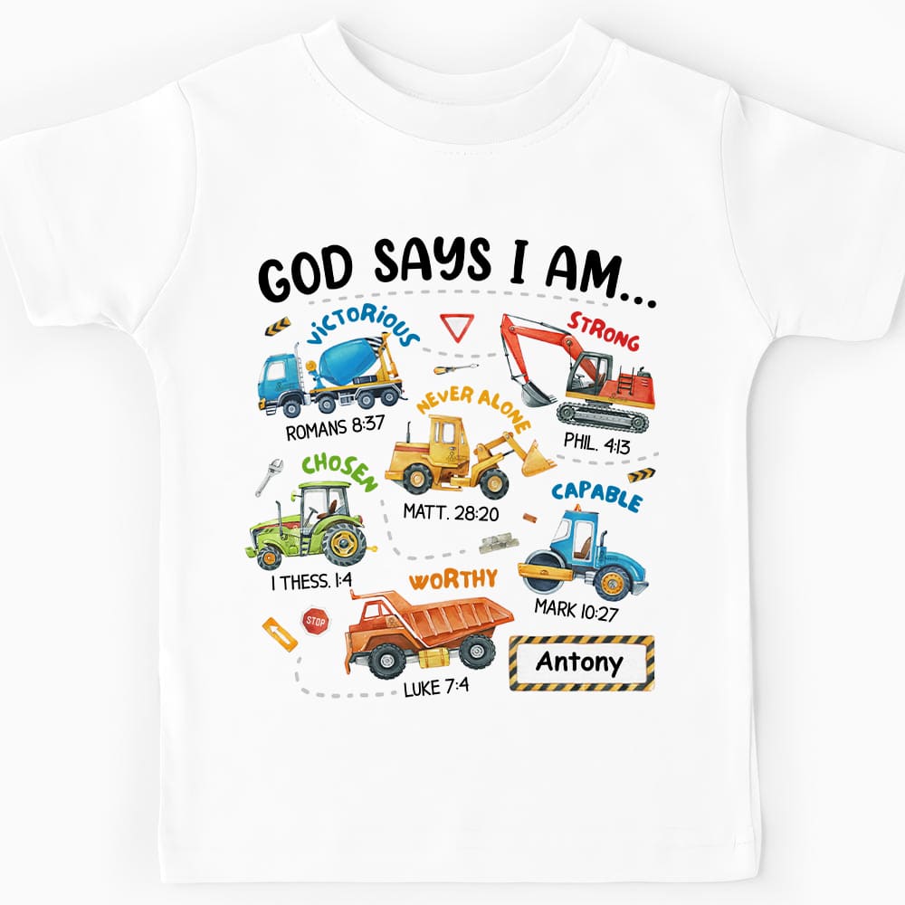 Personalized Gifts For Grandson Construction Machines I Am Kid T Shirt 