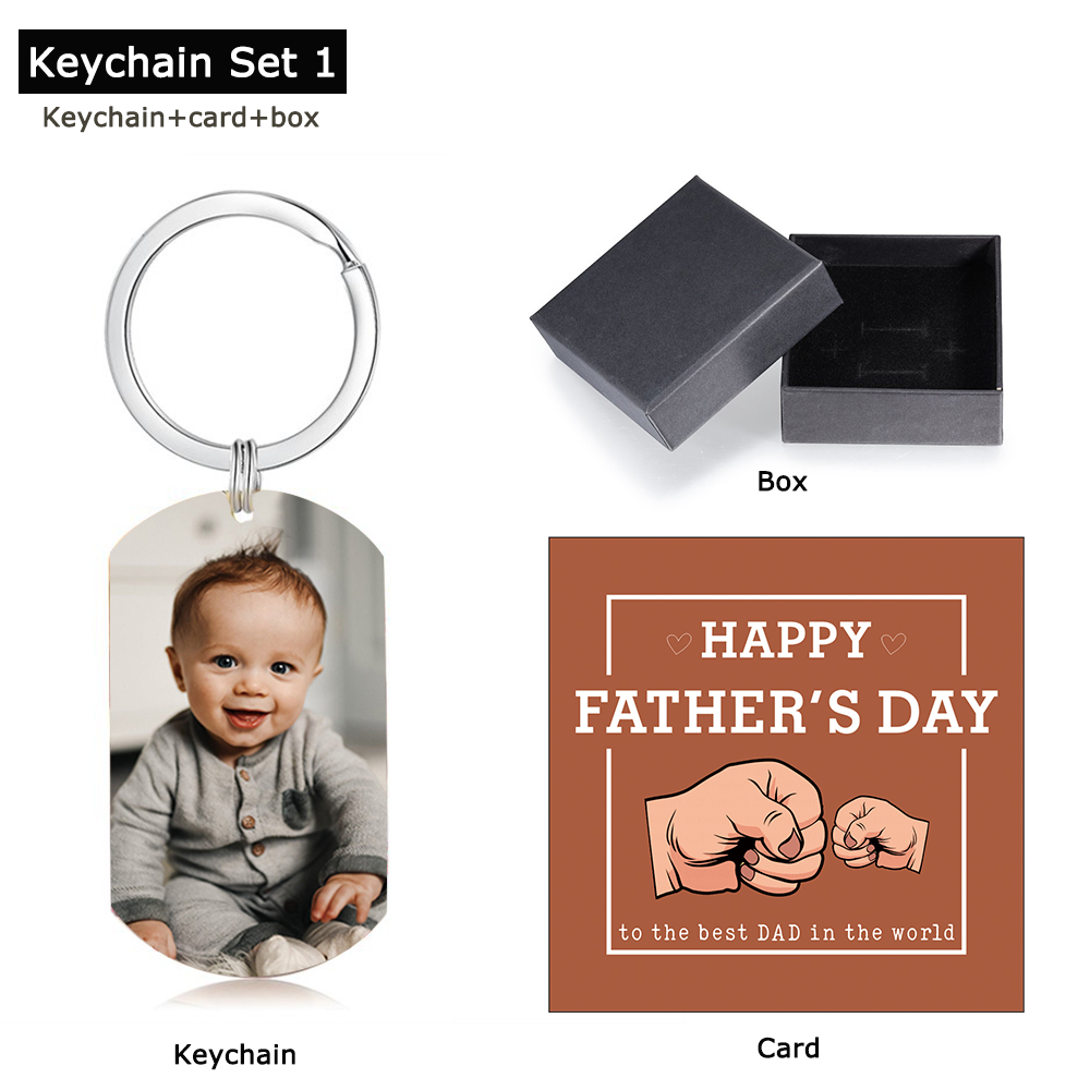 Personalized Photo Keychain Gift For Dad-I Love You Daddy-Custom Keychain with Picture-Special Gift For Father-Gift From Kids