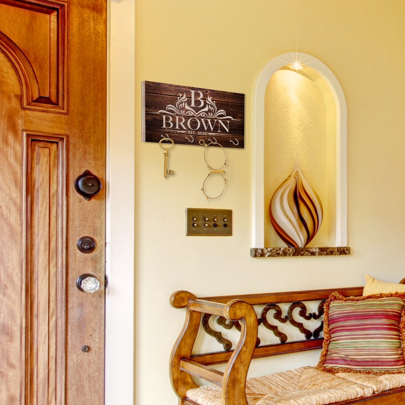 Personalized Wood Wall Mount Key Holder for Couple Mr. Mrs. Wedding Gift Customize Key Hook for Wall Hanger for Housewarming Gifts