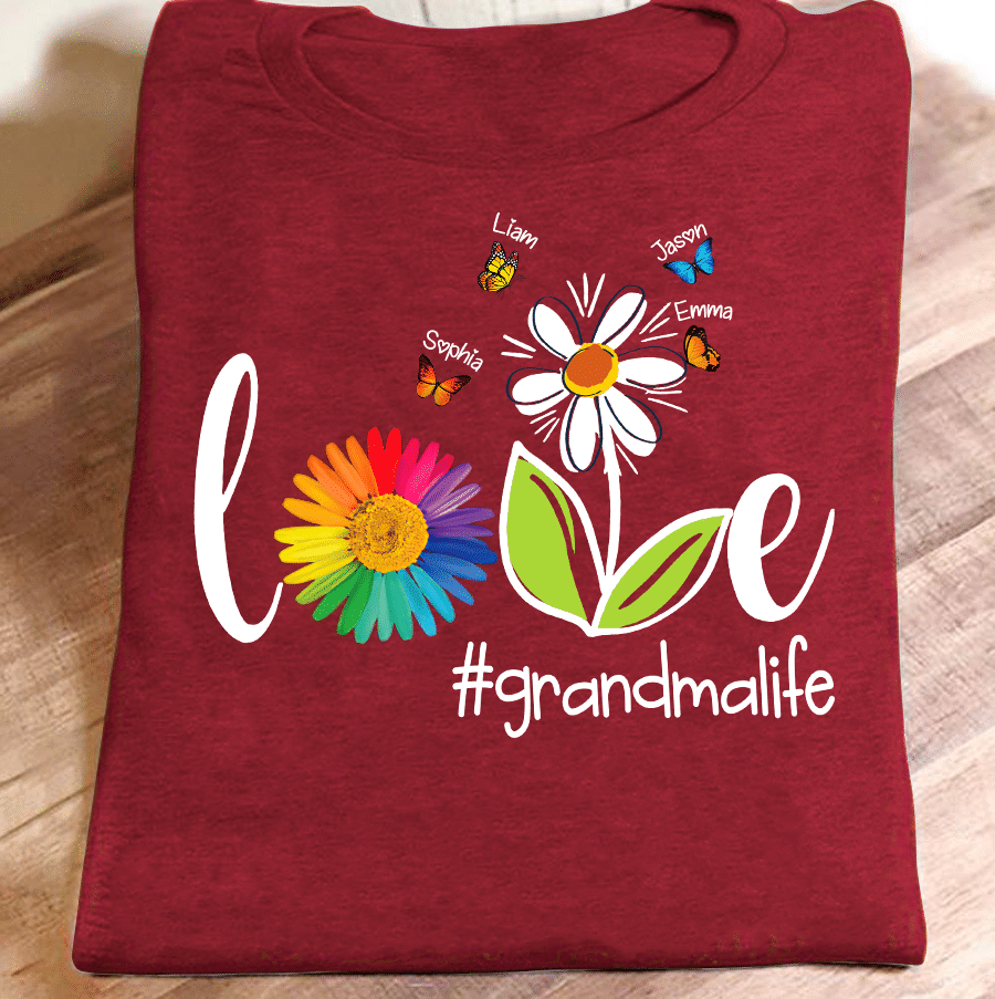 Love Grandma Life Butterfly | Personalized T-Shirt