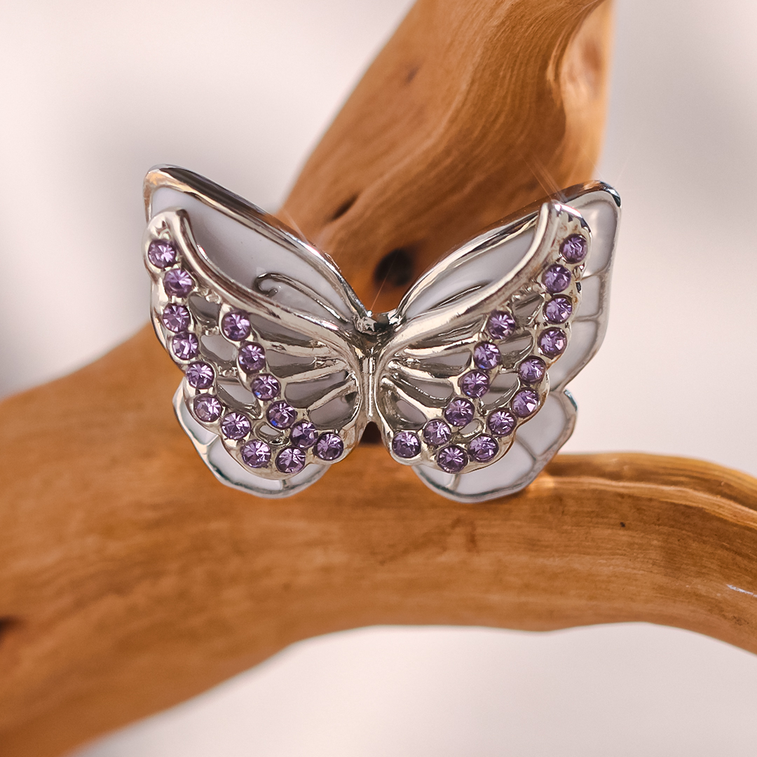 For Memorial - Those We Love Fly with Us Diamond Double Butterfly Ring