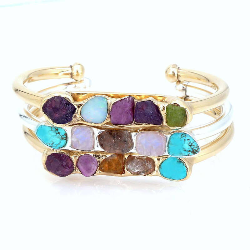 Custom Family Birthstone Raw Crystal Bracelet