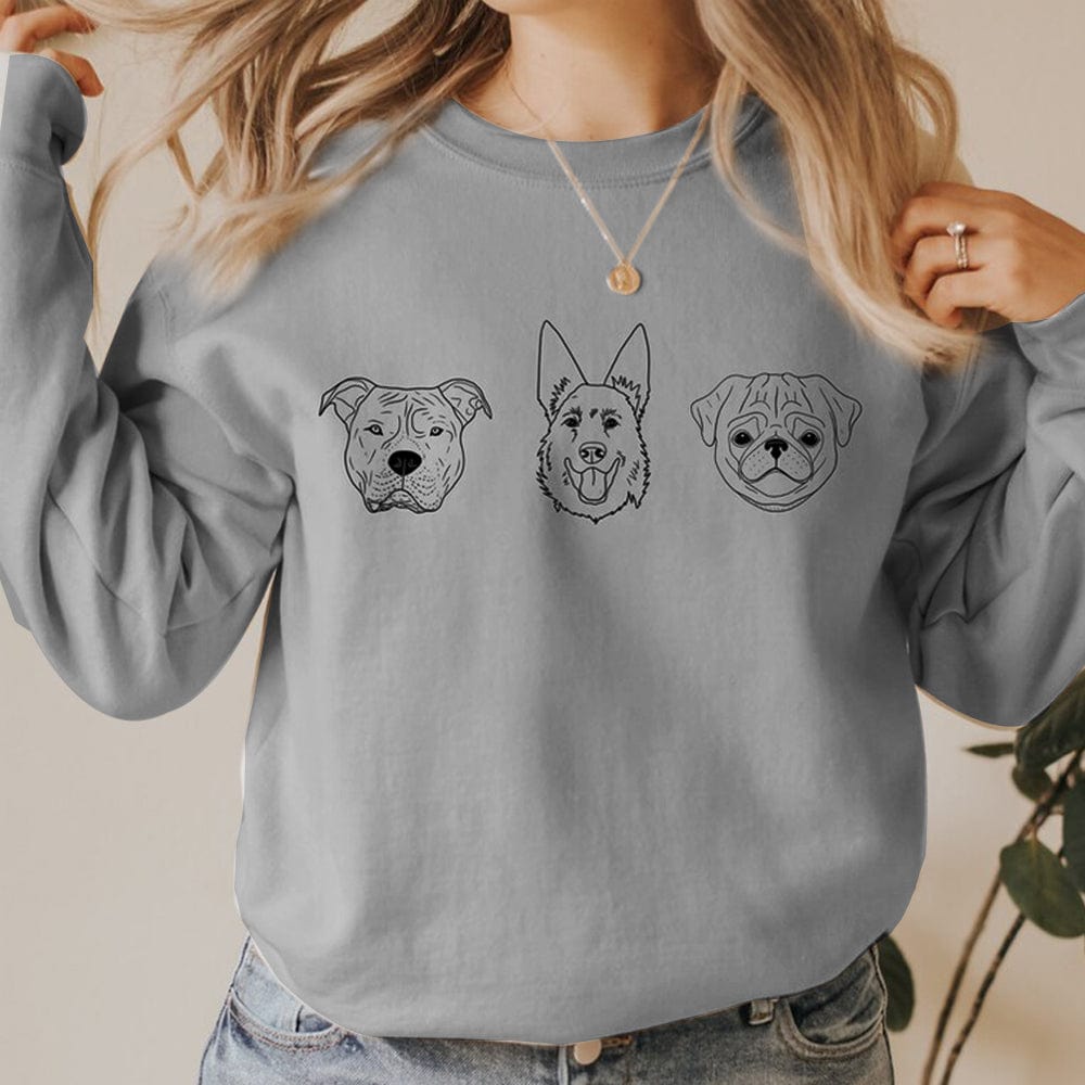 {FLASH SALE}Custom Pet Face Printing Sweatshirt Dog Cat Outline Portrait Jumper Pet Lover illustration Hoodie