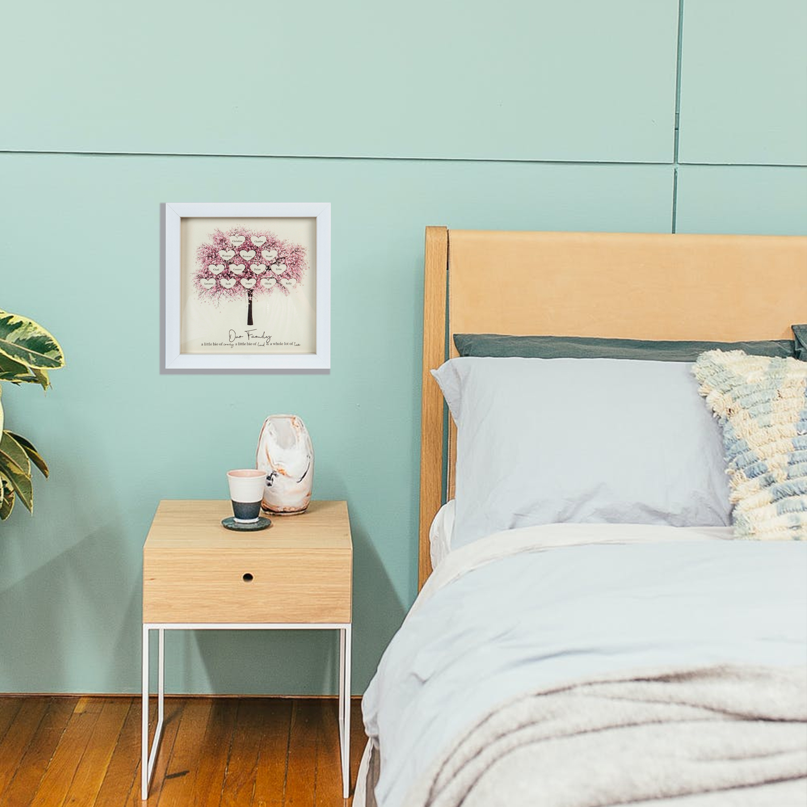 Custom 14 Names Family Tree Frame, Family Tree LED Ligh Picture Frame, Best Gift for Family