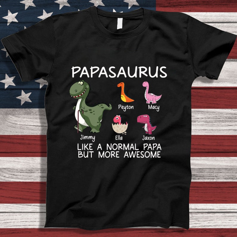 Personalized Papasaurus Shirt, Custom Funny Pop pop shirt, Shirt for Grandpa