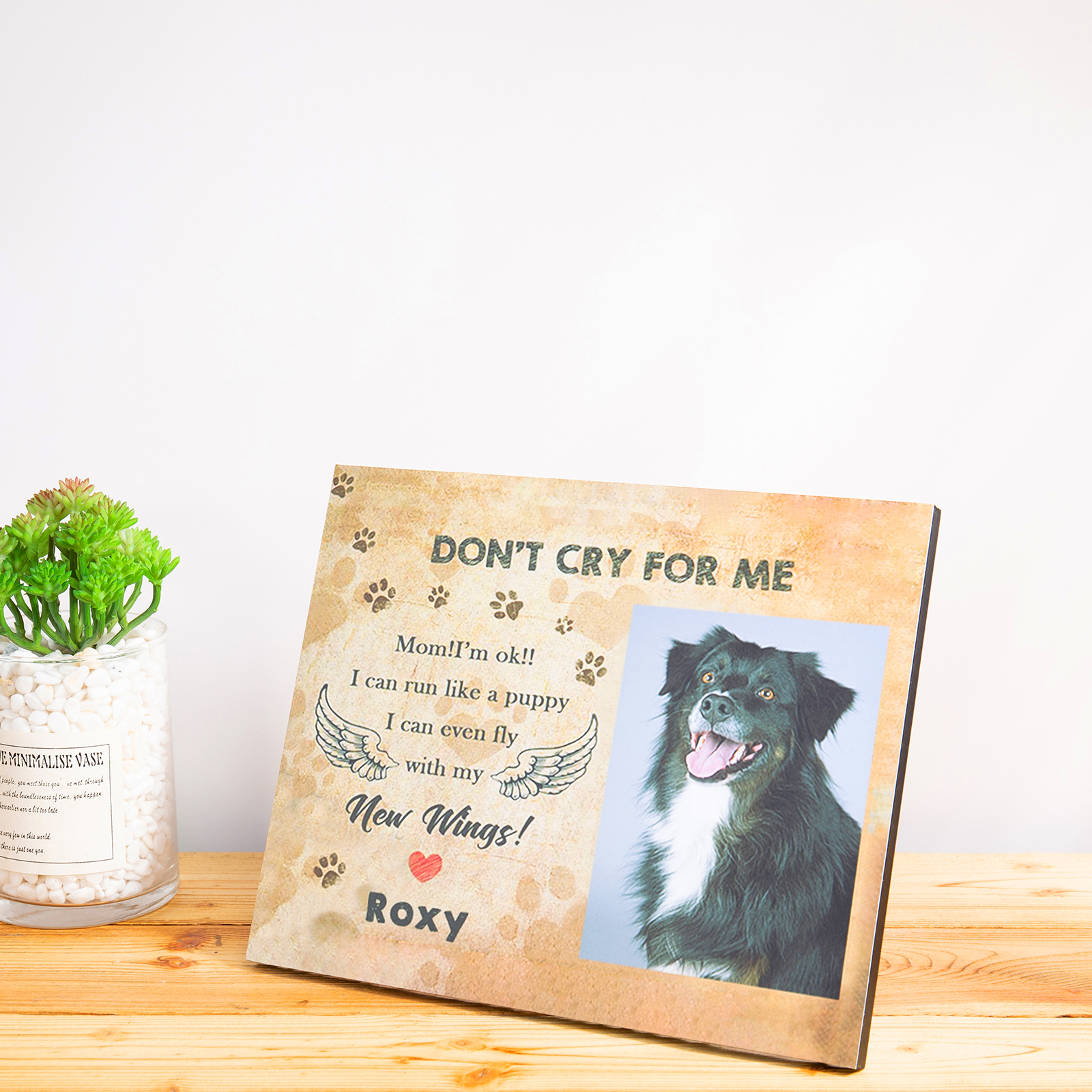Personalized Custom Picture Frame,Angel Dogs Don’t Cry for Me Mom I’m Ok I can Run Like a Puppy I can Even Fly with My New Wings
