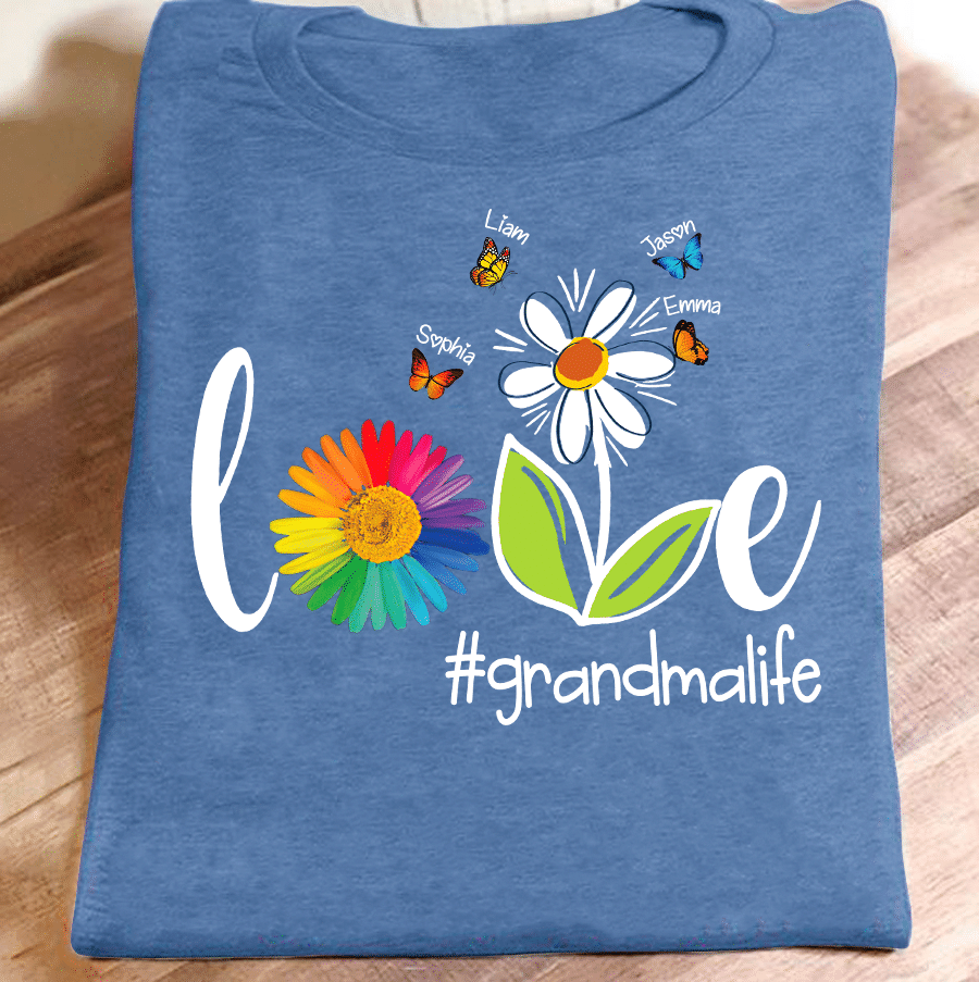 Love Grandma Life Butterfly | Personalized T-Shirt
