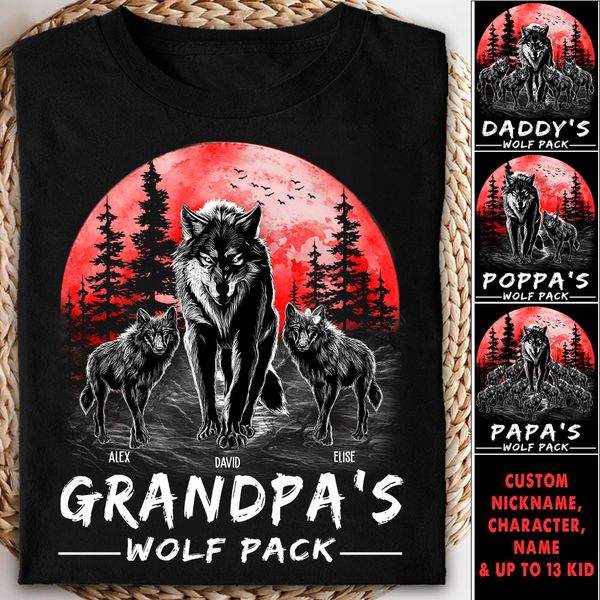 Grandpa Wolf Pack Personalized Shirt