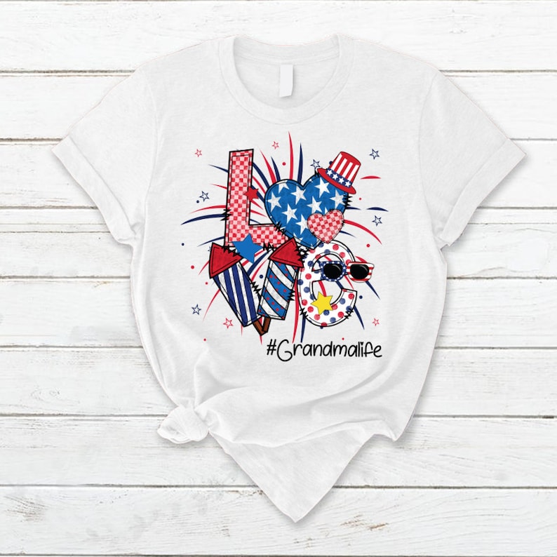 Personalized Grandma Shirt, Custom Mom Name 4th of July Shirt, Patriotic Doodle Grandmalife Custom Tshirt for Grandma, Grandma with kid name
