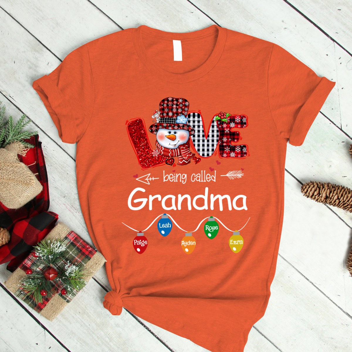 Love Being Called Grandma Christmas With Grandkids Light T-Shirt