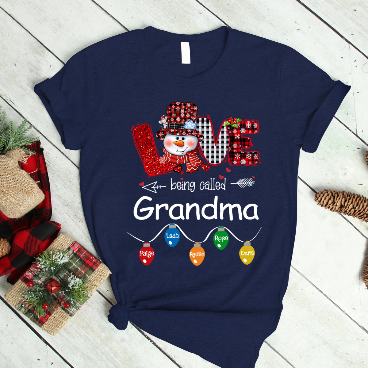 Love Being Called Grandma Christmas With Grandkids Light T-Shirt