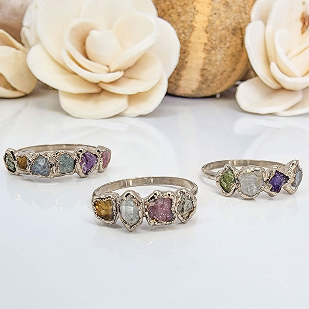 Custom Birthstone Raw Crystal Ring