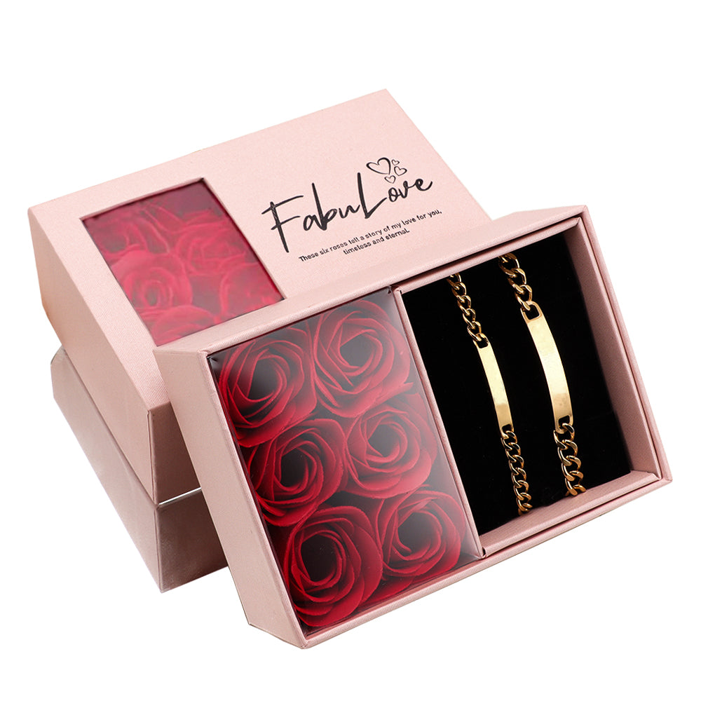 Couples Engraved Bracelet Set