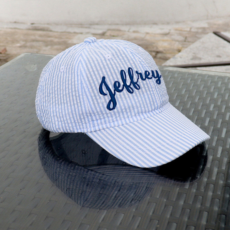 Personalized Embroidery Child Seersucker Hat
