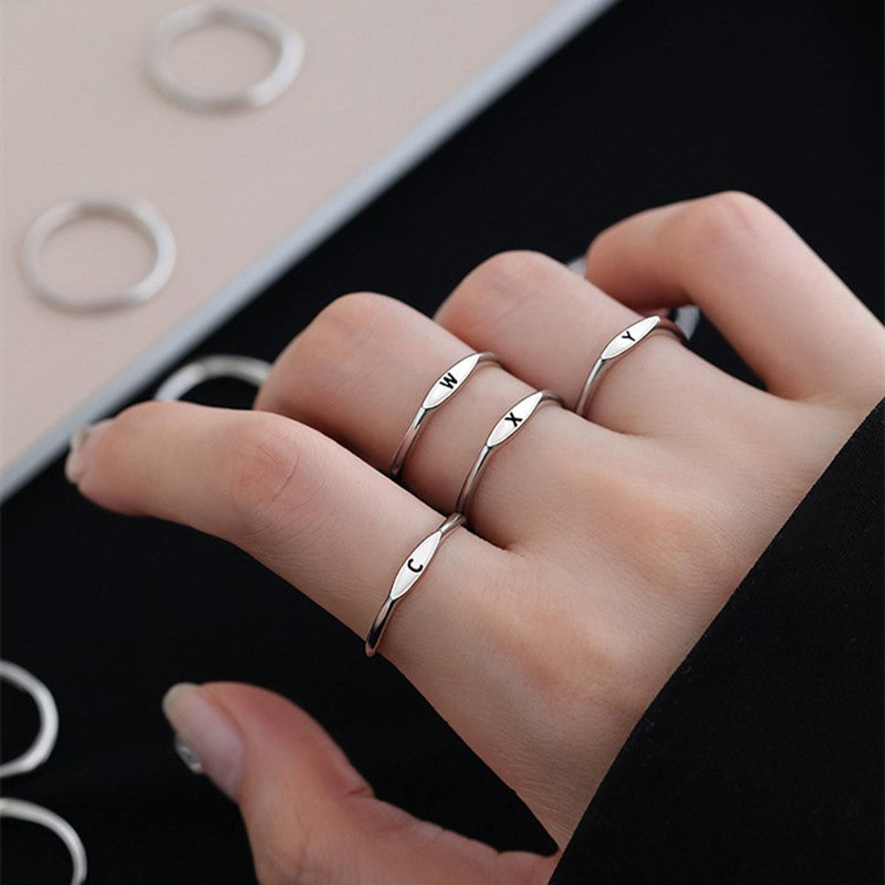 Silver Initial Signet Ring