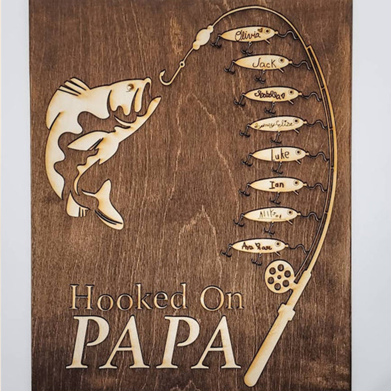 Gift for Papa Hooked on Grandpa Papa Dad Father's Day Sign Personalized Customized Fishing Trip Gift For Him 1-8 Lures
