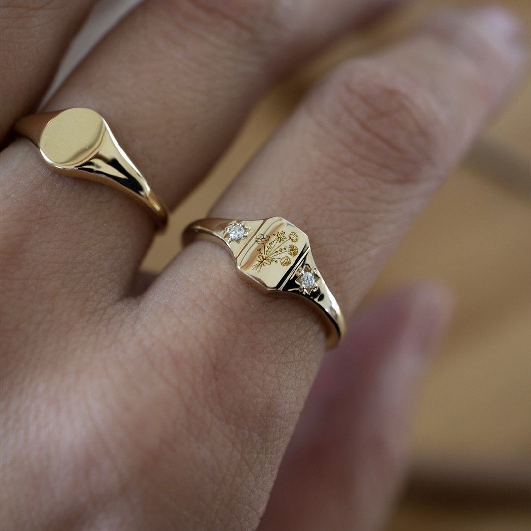 S925 Customized Diamond Birth Flower Ring