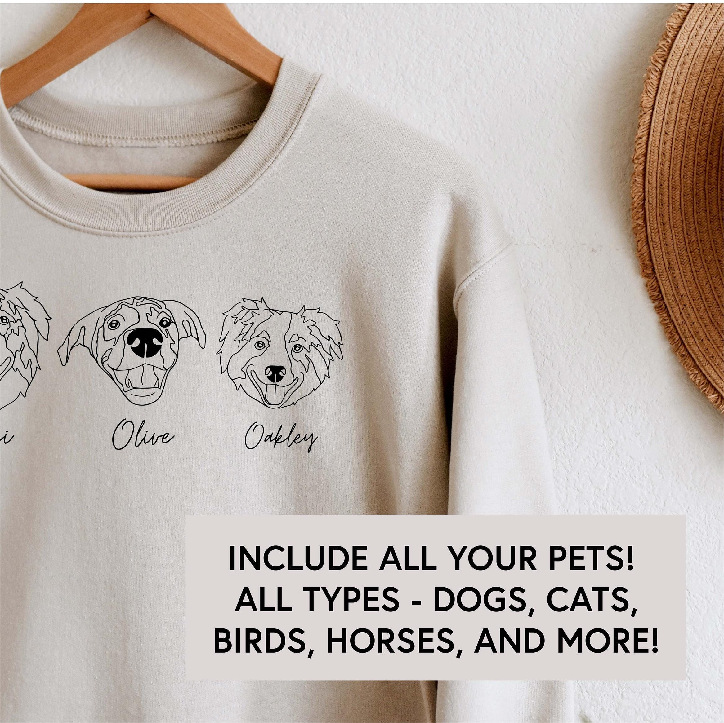 {FLASH SALE}Custom Pet Face Printing Sweatshirt Dog Cat Outline Portrait Jumper Pet Lover illustration Hoodie