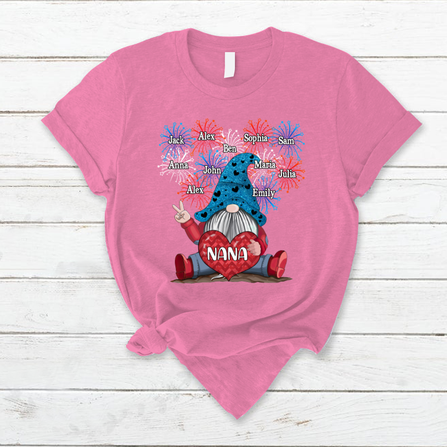 Grandma Nana Gnomes Firework Happy Independence Day T-Shirt