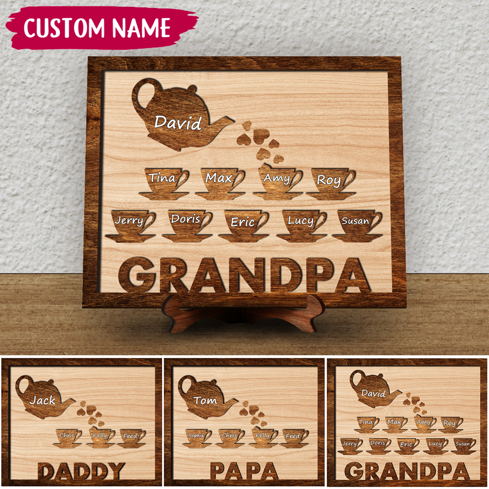 Personalized Afternoon Tea Wood Frame FAMILY MEMBERS CUSTOM TEXT