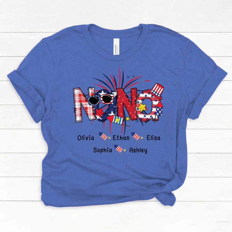 Personalized Grandma Tshirt, Classic Canvas Nana Tshirt, High Quality Grandma Shirt, Mom Shirt Classic Canvas 4th of july Bella Canvas Nana