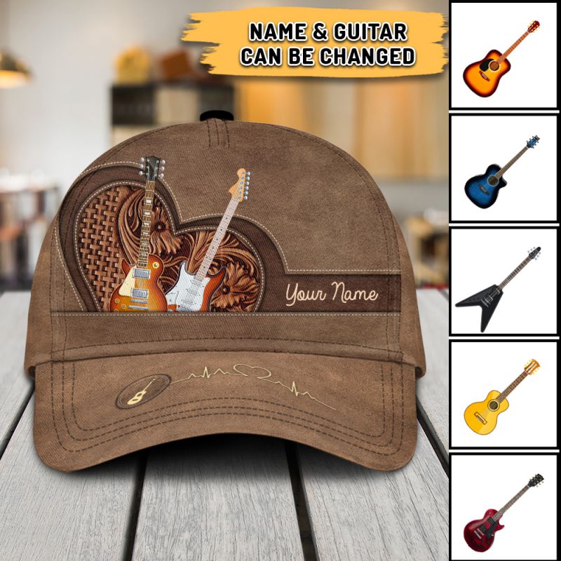 Brown Heart Personalized Guitar Cap