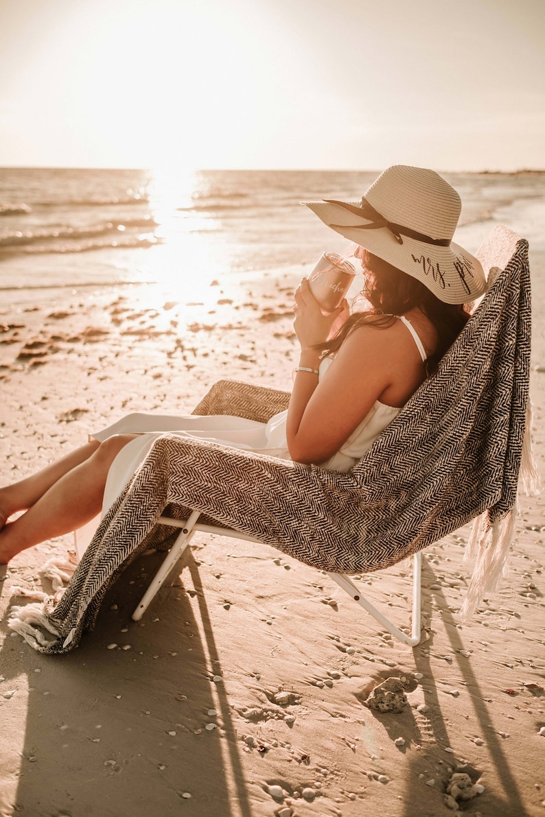 Custom Floppy Beach Hat - Bachelorette Trip Hat - Sun Hat - Honeymoon Beach Hat - Personalized Sun Hat - Bride to be Gift - Bride Hat