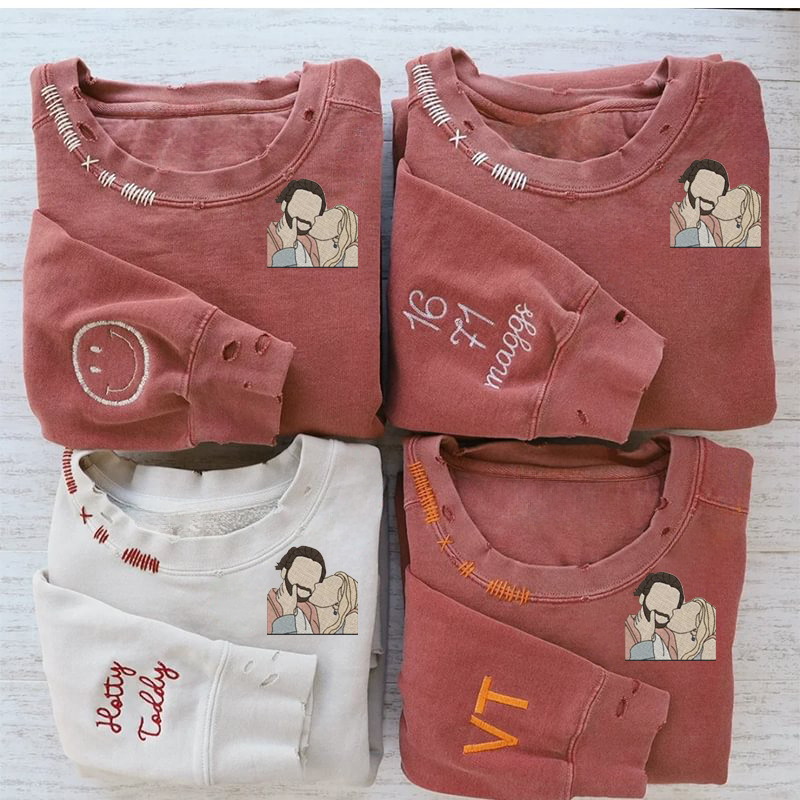 VINTAGE CUSTOM CREW-Custom Embroidered Hand Distressed Photo Sweatshirt