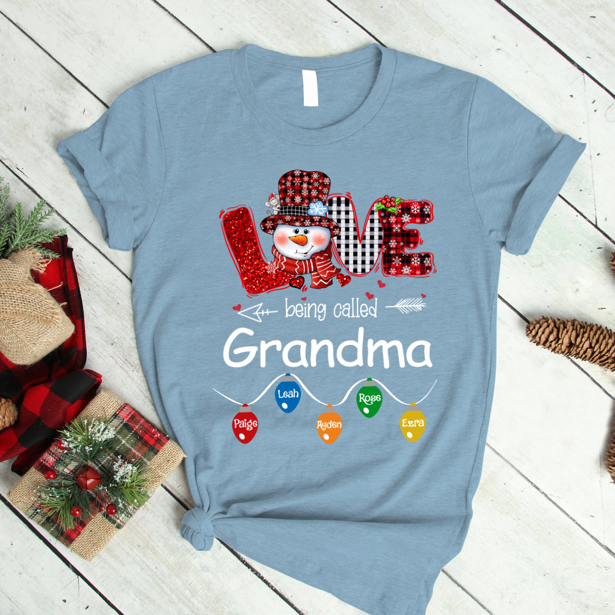 Love Being Called Grandma Christmas With Grandkids Light T-Shirt