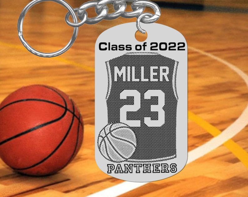 BASKETBALL Player Graduation Gift, Keychain Personalized Name, Team and Number