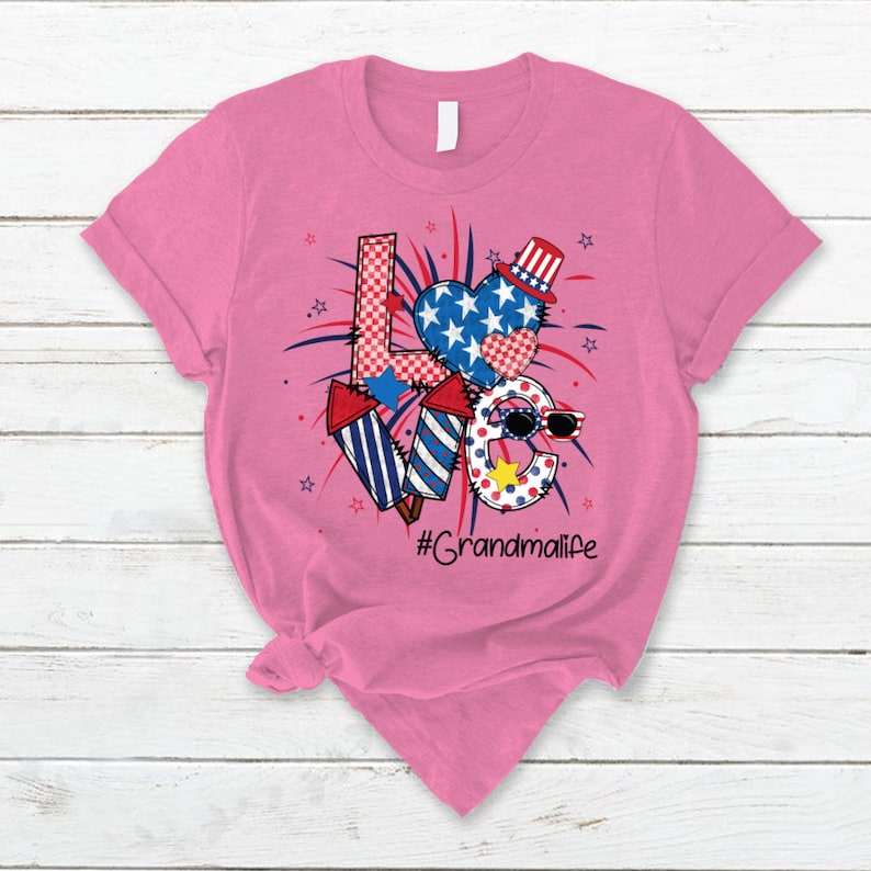 Personalized Grandma Shirt, Custom Mom Name 4th of July Shirt, Patriotic Doodle Grandmalife Custom Tshirt for Grandma, Grandma with kid name