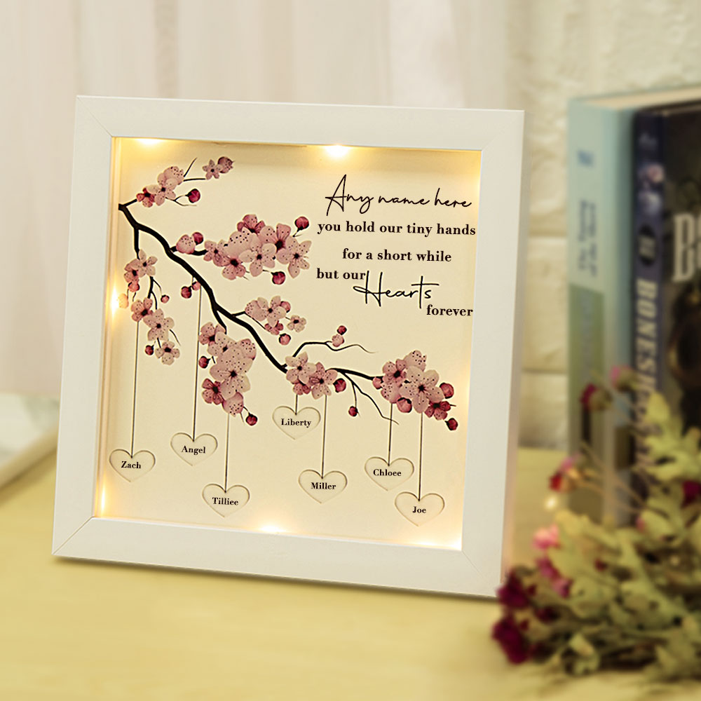 Custom 7 Names Family Tree Frame, Family Tree LED Ligh Picture Frame, Best Gift for Family